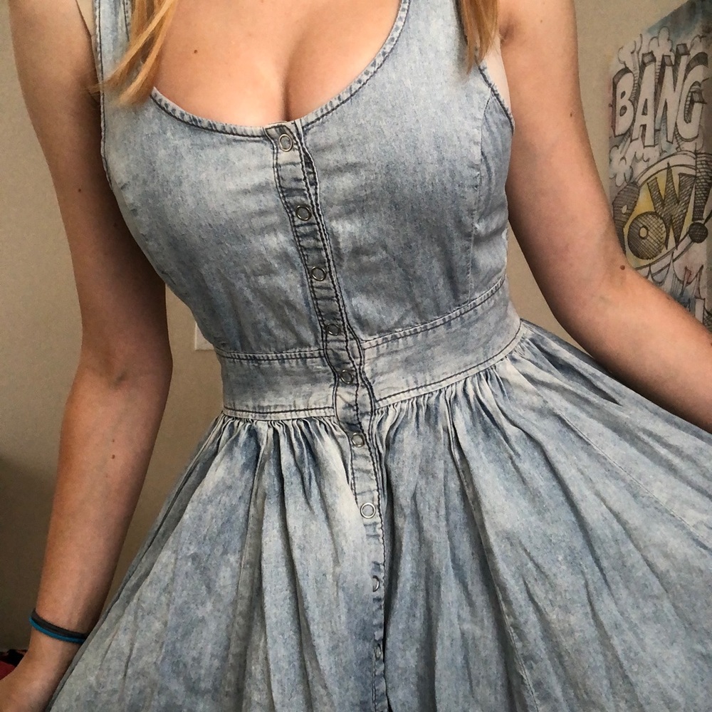 Denim snap button dress